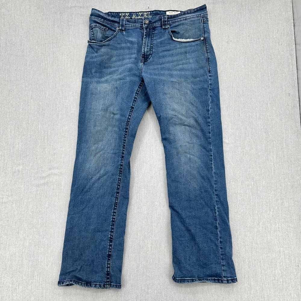 TK Axel Jeans Mens 36x34 Blue Slim Boot Denim Pants Western Bootcut